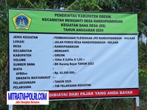 Ternyata Masyarakat Desa Randupadangan Kecamatan Menganti  Matanya Melek, ada Dugaan Niat Korupsi Papan Proyek APBD ( BK ) bukan APBDes (  DD )