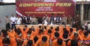 Program 100 Hari Astacita, Polres Tanjung Perak dan Polsek Jajaran Tangkap 88 Tersangka
