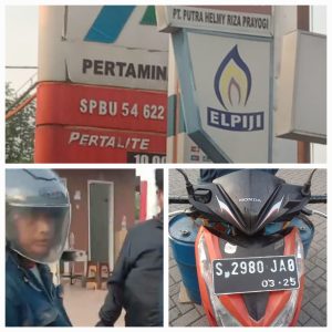 Diduga Oknum Polisi Polsek Sarirejo Mafia BBM Bersubsidi di SPBU Demangan 54.622.08 jl Sunan Drajat No 174 Lamongan