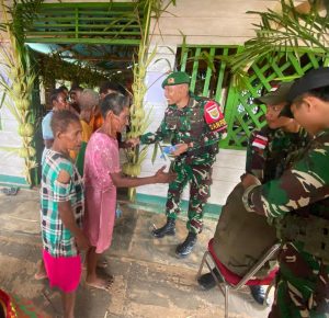 Satgas Pamtas RI-PNG Yonif 141/AYJP merayakan Natal bersama Warga binaan di Pos Venaha