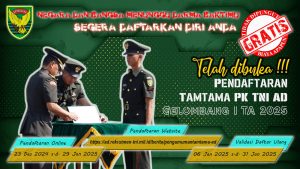 PENDAFTARAN TAMTAMA PK TNI AD GELOMBANG I TA. 2025