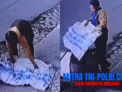 Pencuri Tutup Gorong-gorong di Malang Terekam Kamera CCTV