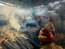 Panik Bobol Gerbang, Gudang Kayu di Sogaten Kota Madiun Ludes Terbakar