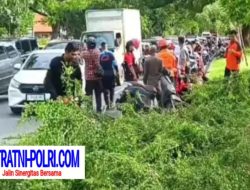 Ojol dan Penumpang Tertimpa Pohon saat Angin Kencang di Jalan MERR Surabaya